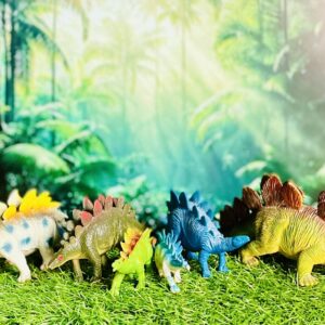 Dinosaur Toy Set – 6 Stegosaurus Figures (2 Small + 4 Big)