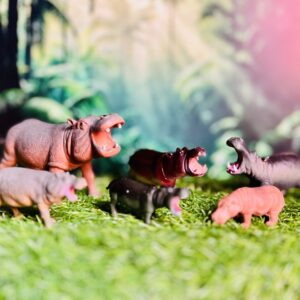 Hippo Toy Set – 3 Big + 3 Small Hard Plastic Figures