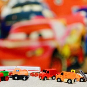 Wooden Magnetic Toy Vehicle Set – Train, Truck, Dumper, Ambulance, Plane & Airport Stair Truck