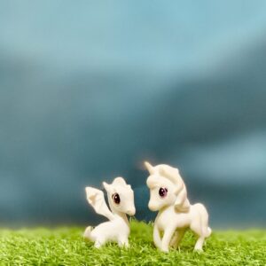 Set of 2 Little Unicorn Horses (3 inches) – Flocked Material