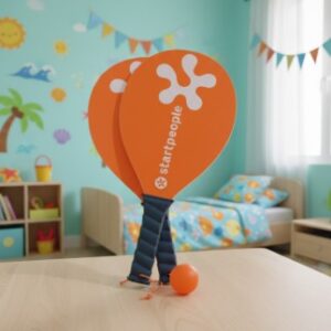 Set of 2 Orange Paddleball Rackets with Ball