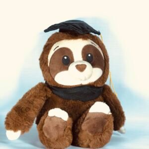 Graduation Sloth Plush Toy – Brown Stuffed Animal with Graduation Cap and Scarf