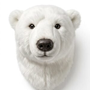 Plush Polar Bear Wall Mount Decoration – Soft Arctic Bear Head Wall Decor