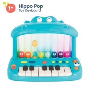 B. Toys Hippo Pop Toy Keyboard – Blue Interactive Musical Piano for Toddlers