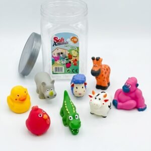 Soft Animals Mini Figures (8 pcs) Colorful Animal Toy Set in Jar